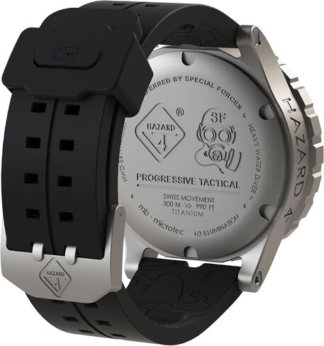 Heavy Water Diver(TM) Titanium Tritium Dive-Watch by Hazard 4(R): GMT WHT, BLK PVD, BLK Dial/WHT Graphics - GGYG in Kuwait