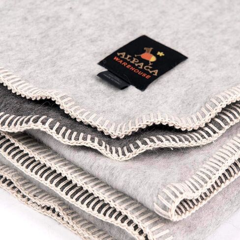 Eco 100% Baby Alpaca Blanket Twin Size 79" x 59" Natural Fiber Wool Throw Soft Hypoallergenic Dye Chemical and Toxin-Free Ethical Biodegradable Sustainable (Silver Gray/Gray, Twin) in Saudi Arabia