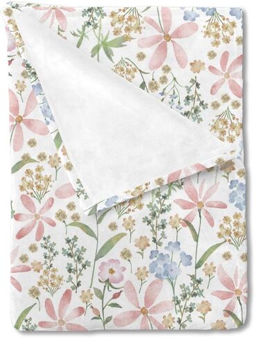 Baby Boho Floral Blanket for Boy & Girl Watercolor Wild Flowers Newborn Toddler Baby Nursery Bed Blanket Stroller Crib Colorful Spring Nature Plant Swaddle Blankets Flannel Receiving Blanket 30x40 in Saudi Arabia