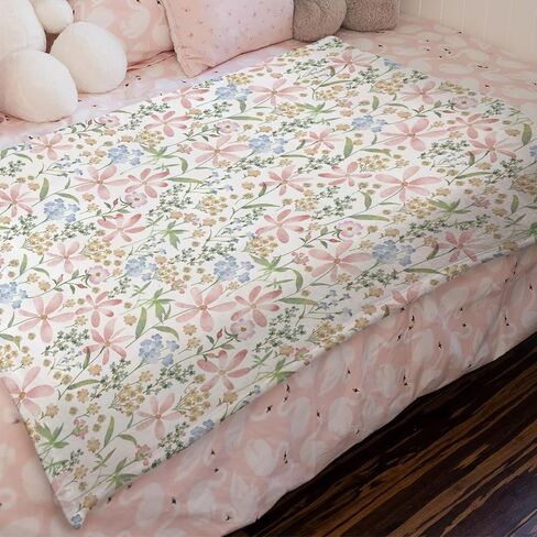 Baby Boho Floral Blanket for Boy & Girl Watercolor Wild Flowers Newborn Toddler Baby Nursery Bed Blanket Stroller Crib Colorful Spring Nature Plant Swaddle Blankets Flannel Receiving Blanket 30x40 in Saudi Arabia