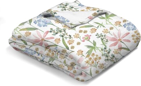Baby Boho Floral Blanket for Boy & Girl Watercolor Wild Flowers Newborn Toddler Baby Nursery Bed Blanket Stroller Crib Colorful Spring Nature Plant Swaddle Blankets Flannel Receiving Blanket 30x40 in Saudi Arabia