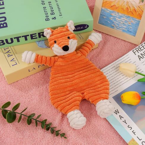 Apricot Lamb Corduroy Fox Soft Loveys for Babies, Security Blanket for Baby Boy and Girl, 10.3 Inches for Infant and Toddlers (Orange) in Kuwait