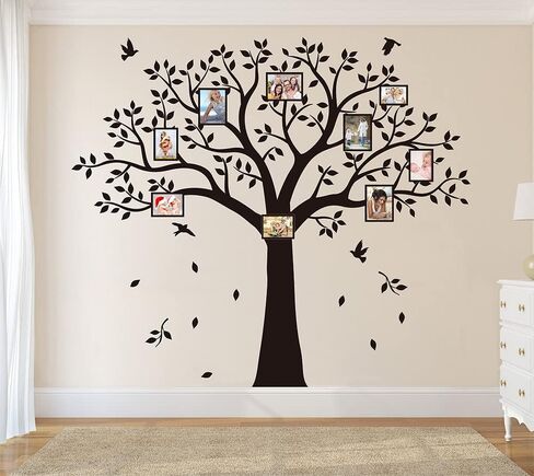 Family Photo Frame Tree Wall Decals Family Photo Tree Wall Decal Living Room Baby Room Home Decor (95" Wide x 83" Tall) (Black) in Kuwait