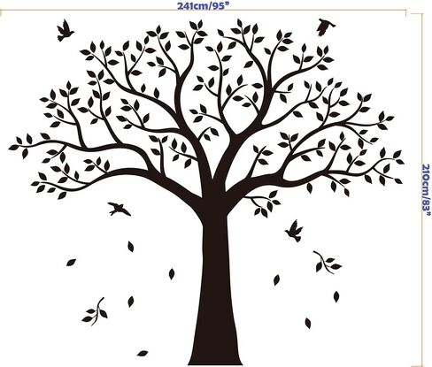 Family Photo Frame Tree Wall Decals Family Photo Tree Wall Decal Living Room Baby Room Home Decor (95" Wide x 83" Tall) (Black) in Kuwait