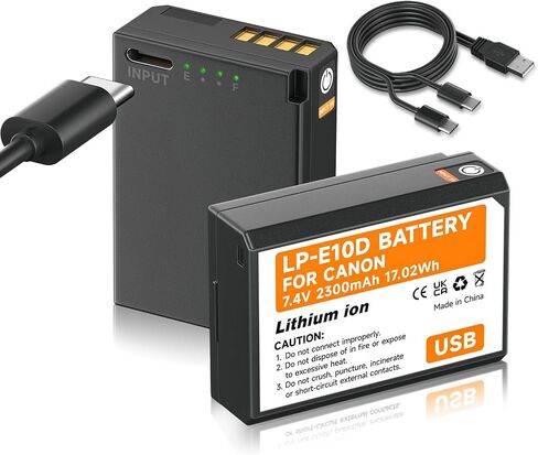 LP-E10 Battery USB Direct Charging for Canon EOS Rebel T3, T5, T6, T7, Kiss X50, Kiss X70, EOS 1100D, EOS 1200D, EOS 1300D, EOS 2000D Digital Camera in Saudi Arabia