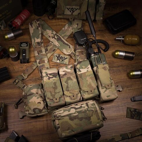 BOMTURN Tactical Chest Rig Harness Chest Panel,Molle Tactical Chest Rig Accessory,Adjustable Molle Modular Micro Chest Rigs in Kuwait