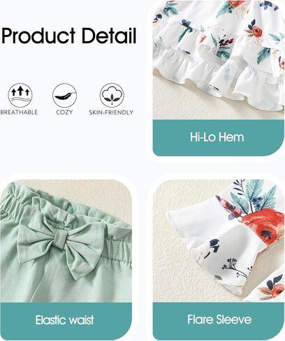Kucnuzki Baby Girl Clothes Toddler Girl Outfit Ruffle Sleeve Shirt Floral Pant Set Fall Winter Clothing for Girl in Kuwait