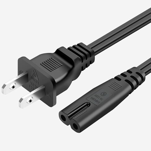 Power Cord for Samsung TV, Replacement Samsung TV 2 Prong AC Power Cord UN40 UN43 UN48 UN49 UN50 UN55 UN60 UN70 UN75 UN78 UN65KS8000FXZA Smart 4K TV, Compatible for LG TV 24" 28", TCL Roku TV (6Ft) in Saudi Arabia