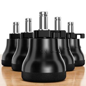 Bell Glides Replacement Office Chair - Chair Stool Swivel Caster Wheels to Fixed Stationary Castors for Hardwood Floors, Easy Switch Between Wheel Glide and Wheel Stopper, On/Off Setting, Set of 5