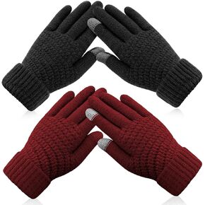 Trifabricy Womens Winter Gloves - Warm Soft Touchscreen Winter Gloves for Women, Elastic Cuff Knit Gloves for cold weather