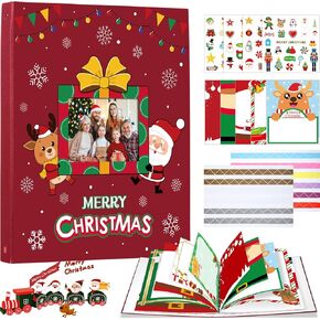 Jetec Christmas Photo Album Scrapbook 80 Page 12.5 x 10.8 x 2.1 Inch 3 Rings Removable Christmas Memory Book DIY Scrapbook Kit with Stickers Holds 4 x 6 5 x 7 8 x 10 Pictures for Family Kids Xmas Gift