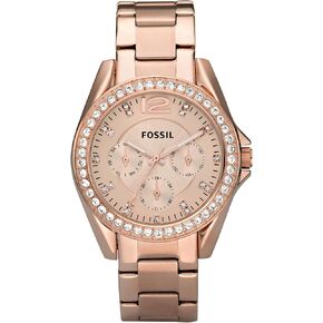 Fossil Women's Riley Quartz Stainless Steel Multifunction Watch, Color: Rose Gold Glitz (Model: ES2811)