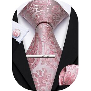 YOHOWA Mens Ties Set Wedding Paisley Neckties with Handkerchief Cufflinks Formal Business