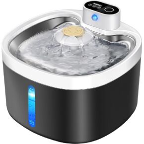 Pet Water Fountain, 88oz/2.6L Wireless Automatic Cat Fountain for Cats and Dog with Motion Sensor Operated Pet Water Dispenser with 2 Filters