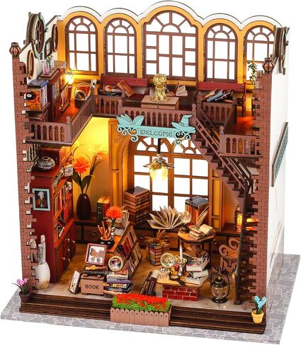Flever Dollhouse Miniature DIY House Kit Creative Room with Furniture and Glass Cover for Romantic Artwork Gift(Christmas Eve) in Kuwait