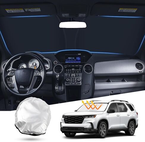T TGBROS Windshield Sun Shade Custom Fit for 2020-2023 2024 Kia Telluride Accessories Foldable Sun Shield Reflective Polyester Sun Visor Cover Block Heat and Sun Protection in Saudi Arabia