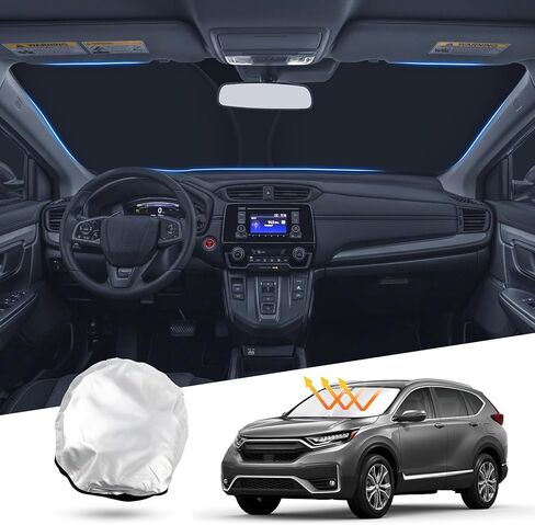 T TGBROS Windshield Sun Shade Custom Fit for 2020-2023 2024 Kia Telluride Accessories Foldable Sun Shield Reflective Polyester Sun Visor Cover Block Heat and Sun Protection in Saudi Arabia