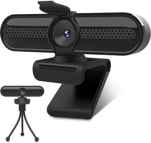 2K 50FPS Webcam for PC/Mac, Computer Camera with Fill RGB Lights, 2 Noise-Canceling Microphone, Autofocus and Tripod for Meeting, Live Streaming, Video Calls, Gaming, Works with Zoom, Skype, Teams in Saudi Arabia