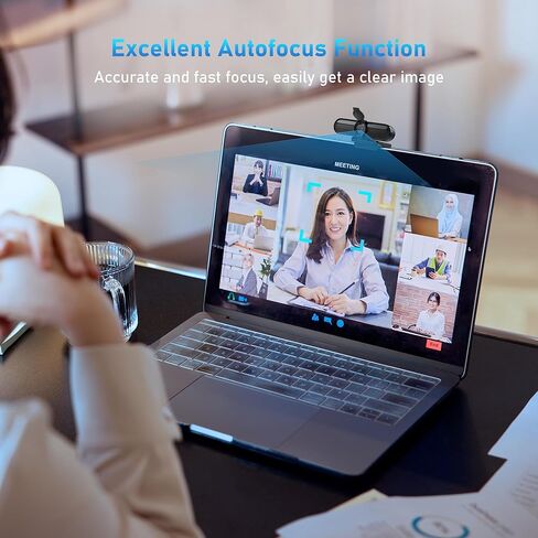 2K 50FPS Webcam for PC/Mac, Computer Camera with Fill RGB Lights, 2 Noise-Canceling Microphone, Autofocus and Tripod for Meeting, Live Streaming, Video Calls, Gaming, Works with Zoom, Skype, Teams in Saudi Arabia