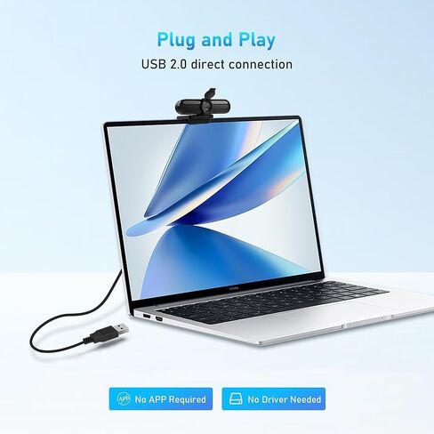 2K 50FPS Webcam for PC/Mac, Computer Camera with Fill RGB Lights, 2 Noise-Canceling Microphone, Autofocus and Tripod for Meeting, Live Streaming, Video Calls, Gaming, Works with Zoom, Skype, Teams in Saudi Arabia
