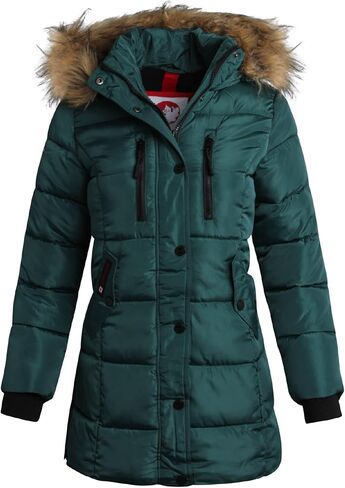 CANADA WEATHER GEAR Girls Winter Jacket - Long Length Quilted Bubble Puffer Parka - Heavyweight Weather Resistant Coat (7-16) in Kuwait