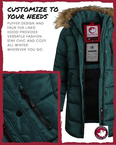 CANADA WEATHER GEAR Girls Winter Jacket - Long Length Quilted Bubble Puffer Parka - Heavyweight Weather Resistant Coat (7-16) in Kuwait