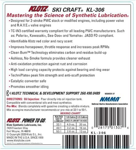 Outboard TechniPlate Synthetic Premix/Injector Oil for 2-Stroke TC-W3 Marine Engines – 1 Gallon KL-333 in Saudi Arabia