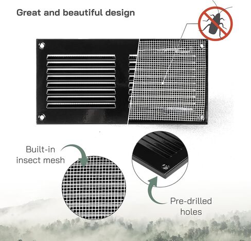 Vent Systems 8'' x 4'' Inch Air Vent Cover - Anthracite - Metal Air Return Grill with Built in Pest Guard Screen HVAC Vent Cover for Home Improvement Vent Duct Cover (7.9 x 3.9 Inches) in Kuwait