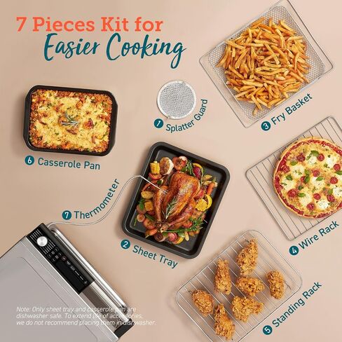 COSORI Ceramic Air Fryer Toaster Oven Combo, 11-in-1 Flat-Sealed Heating Elements for Easy Cleanup, Innovative Burner Function, 6 Accessories & Recipes, 26QT, Silver, Stainless Steel in Saudi Arabia