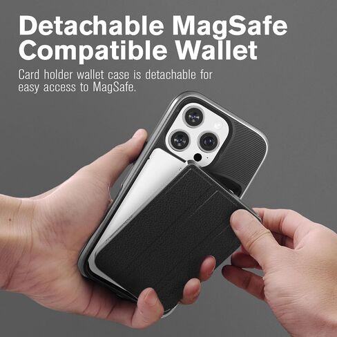 حافظة محفظة VENA vCommute لهاتف iPhone 16 Pro، [حماية من السقوط من الدرجة العسكرية] غطاء جلدي قابل للطي مع مسند للبطاقات - أسود in Kuwait