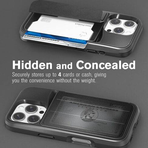 حافظة محفظة VENA vCommute لهاتف iPhone 16 Pro، [حماية من السقوط من الدرجة العسكرية] غطاء جلدي قابل للطي مع مسند للبطاقات - أسود in Kuwait