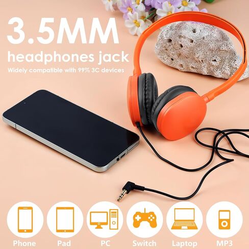 Kids Headphones Bulk 8 Pack, Multi Color School Headphones Set 3.5mm Jack for Grade and Middle School Students, Children, Teenagers, Boys, Girls, Wholesale Headphones for Classroom in Kuwait