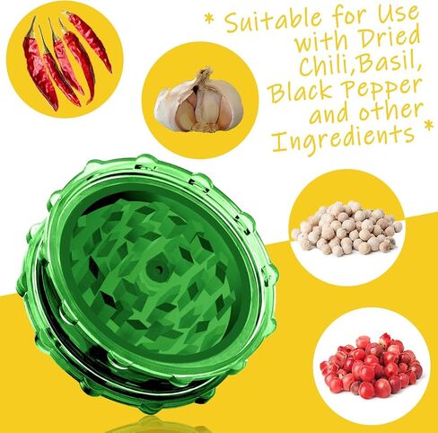 3 inch-Grinder, Black-Translucent, 2-Layer Grinder, with Magnetic Lid, Compact & Portable, Suitable for Kitchen Use in Kuwait