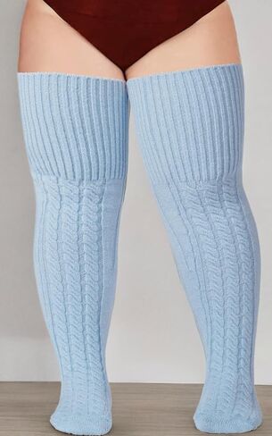 Wool Plus Size Thigh High Socks For Thick Thighs- Extra Long Womens Warm Cable Knit Over Knee Stockings Leg Warmers in Kuwait