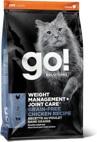 Go! Solutions Weight Management + Joint Care Dry Cat Food, Salmon, 12 lbs - Grain-Free Cat Food, for Adults and Seniors in Kuwait