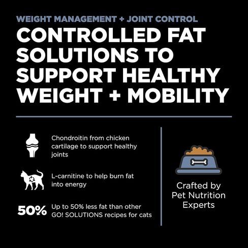 Go! Solutions Weight Management + Joint Care Dry Cat Food, Salmon, 12 lbs - Grain-Free Cat Food, for Adults and Seniors in Kuwait
