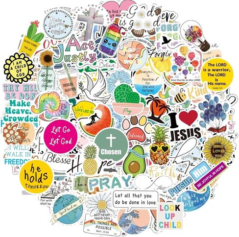 120Pcs Inspirational Christian Stickers, Bible Verse Faith Stickers, Religious Jesus Motivational Stickers for Christmas Water Bottles, Christian Easter Gifts for Kids Men and Women in Kuwait