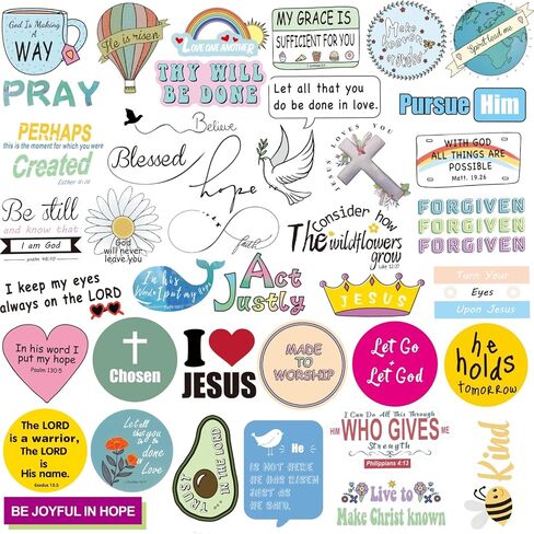120Pcs Inspirational Christian Stickers, Bible Verse Faith Stickers, Religious Jesus Motivational Stickers for Christmas Water Bottles, Christian Easter Gifts for Kids Men and Women in Kuwait