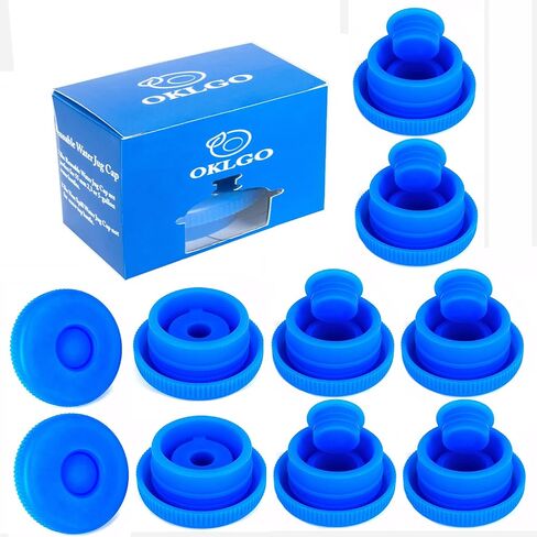 OKLGO 5 Gallon Water Jug Cap Reusable - Non-Spill 55mm Water Bottle Caps,Silicone Replacement Cap Lids Anti Splash 3 Pack in Saudi Arabia
