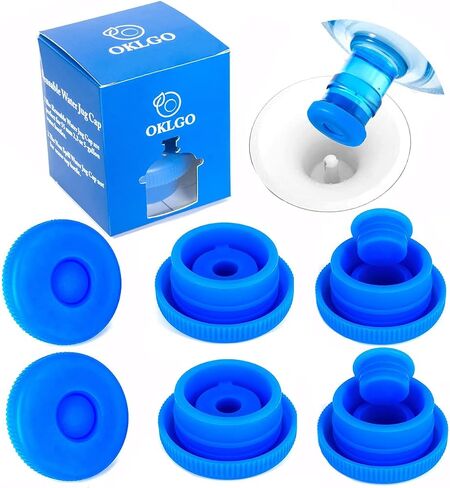 OKLGO 5 Gallon Water Jug Cap Reusable - Non-Spill 55mm Water Bottle Caps,Silicone Replacement Cap Lids Anti Splash 3 Pack in Saudi Arabia