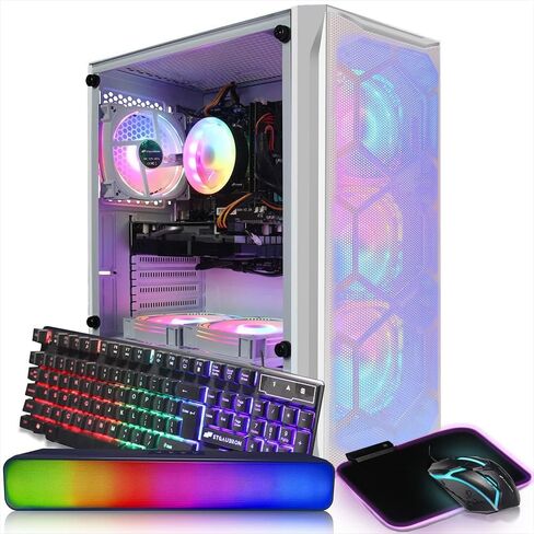STGAubron Gaming PC Computer Desktop, RX 550 4GB, Intel i7 Xeon E5 2.8GHz,16GB RAM, 512GB SSD, WiFi, BT 5.0, W10H64, RGB Fanx4, RGB Keyboard&Mouse&Mouse Pad, Gaming Computer Tower for Gamer,Streaming in Saudi Arabia