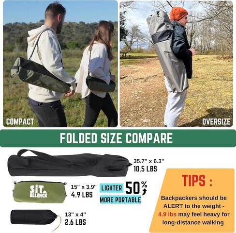 ADJ-S2 Full-Size Portable Chair - Adjustable Height Outdoor Chair, Compact Folding Chair, Fast Setup in 8s, Collapsible Chair for Camping, Outdoor Games, Beach, Support 330 LBS - Black in Saudi Arabia