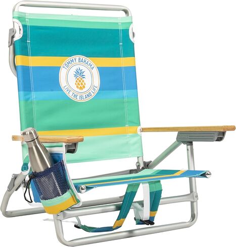 Tommy Bahama 5-Position Classic Lay Flat Backpack Beach Chair with Cooler and Cup Holder, Portable Folding Beach Chair for Tanning, Tropical Leaves in Kuwait