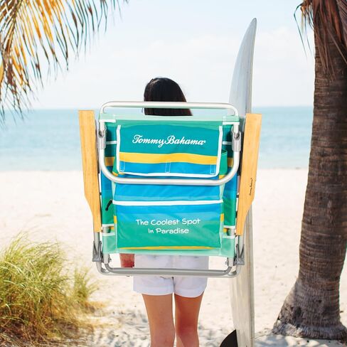 Tommy Bahama 5-Position Classic Lay Flat Backpack Beach Chair with Cooler and Cup Holder, Portable Folding Beach Chair for Tanning, Tropical Leaves in Kuwait