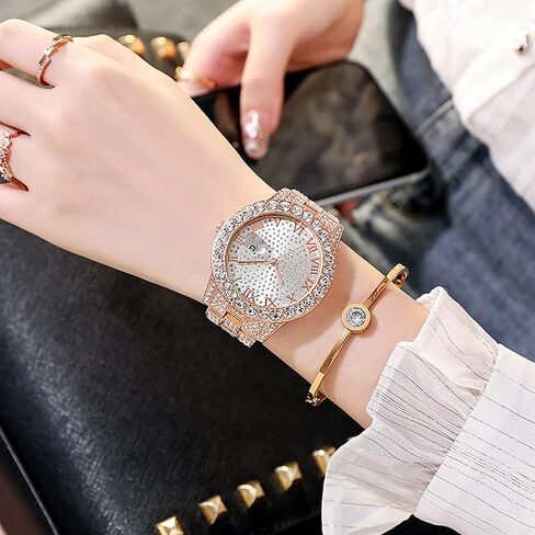 Unisex Big Dial Diamond Watch Men's Ladies Crystal Rhinestone Roman Numerals Iced-Out Watch in Kuwait