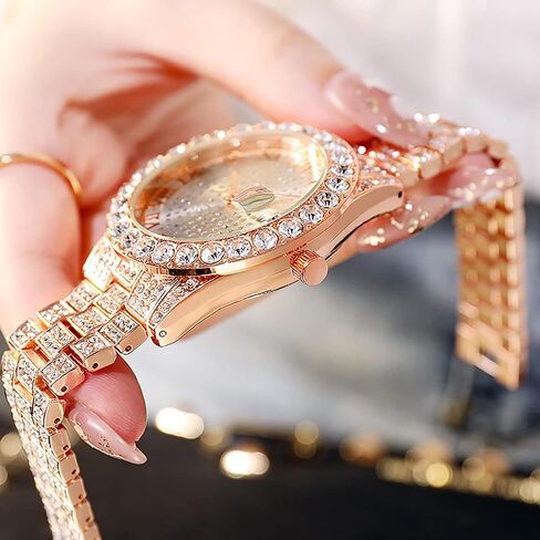 Unisex Big Dial Diamond Watch Men's Ladies Crystal Rhinestone Roman Numerals Iced-Out Watch in Kuwait