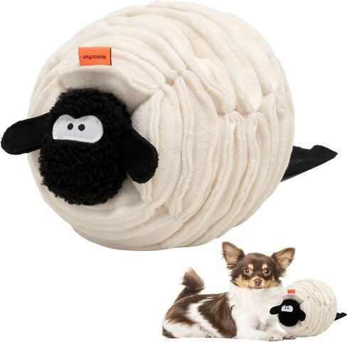 MEWOOFUN Snuffle Ball with Squeaky Features, Interactive Dog Toy - Enrichment Toys for Smart Dogs, Mentally Stimulating, Boredom Busters (Lamb) in Saudi Arabia