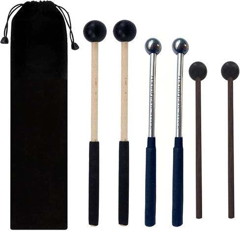 2 زوج من طبلة اللسان الفولاذية مطارق رأس مطاطي عصي قرع لطبل اللسان Glockenspiel Xylophones Woodblock in Kuwait