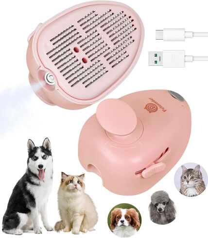 Cat Steam Brush, 3 in 1 Cat Brush for Shedding with Release Button and Tank, Anti-Static Dog Brush for Shedding, Skin Friendly, Removing Loose hair & Tangles, Grooming Tools for Pets(Blue) in Saudi Arabia