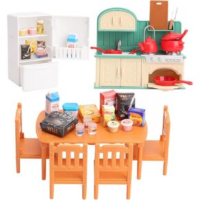 Dollhouse Furniture Set for Kids Toys Miniature Doll House Accessories Pretend Play Toys for Boys Girls & Toddlers Age 3+ with Bathroom